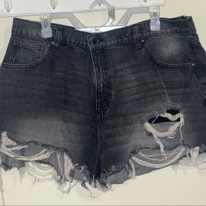 NOBO Black Distressed Shorts